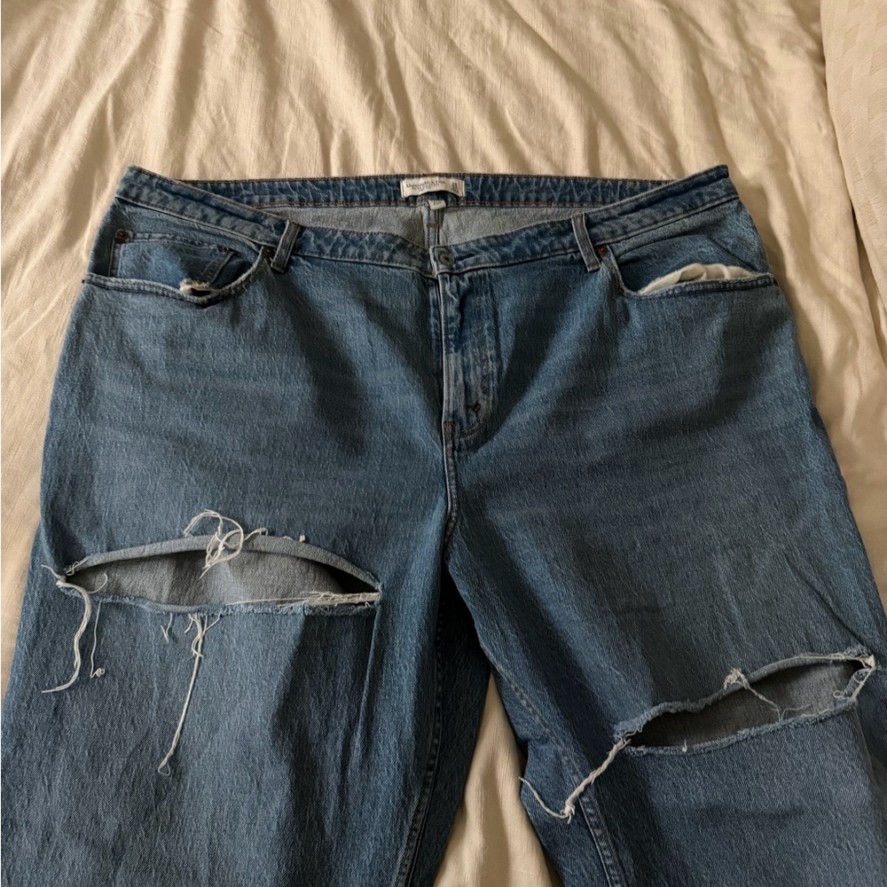 Abercrombie & Fitch Curve Love Distressed High Rise Jeans